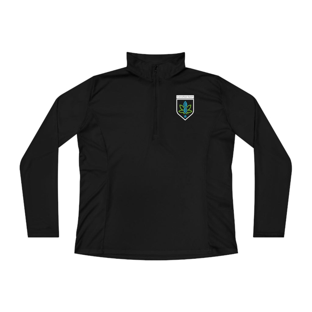 Printify Long-sleeve Black / XS CannaTape Sport Ladies Quarter-Zip Forged Pullover Transdermal CBD best for pain and sore