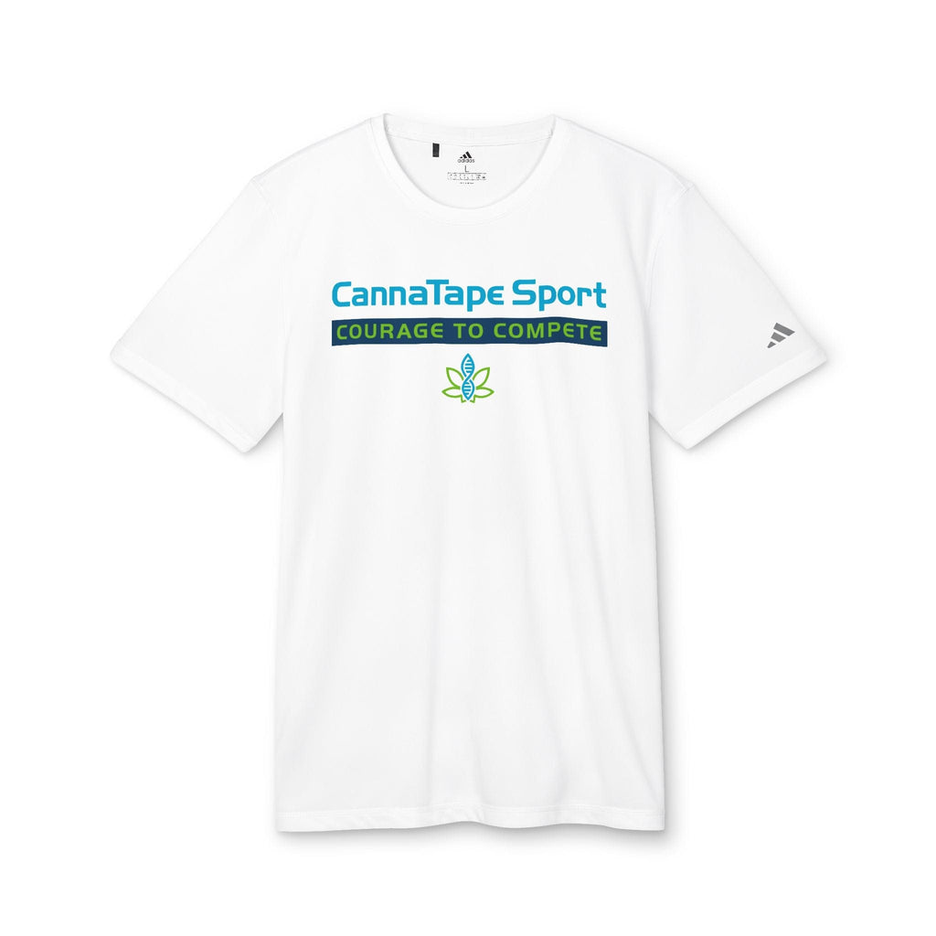 Printify T-Shirt White / S CannaTape Sport, Challenge - Adidas, Unisex Sport T-shirt Transdermal CBD best for pain and sore